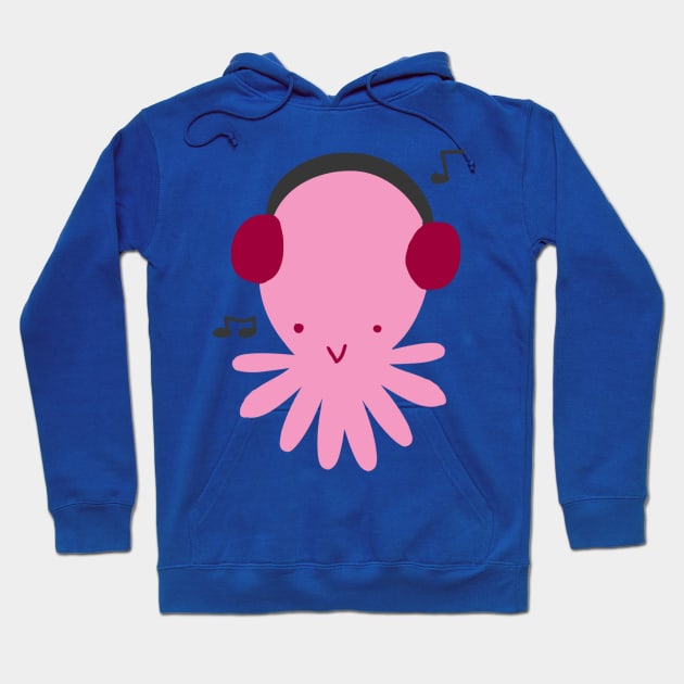 Pink Headphones Octopus Hoodie by saradaboru